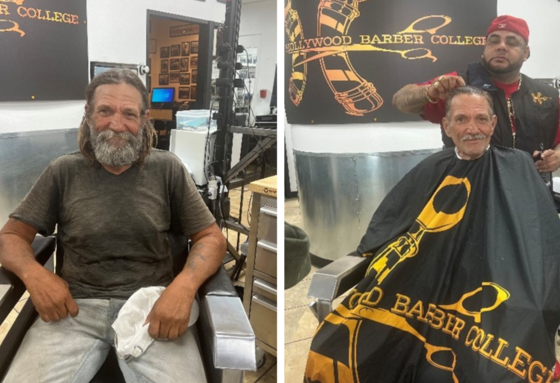 Photo of Jimmy Before and After his makeover at Hollywood Barber College