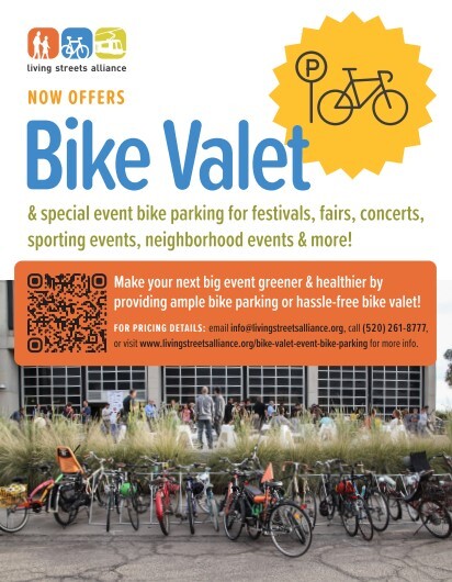 Flyer for Living Streets Alliance bike rack and valet services.