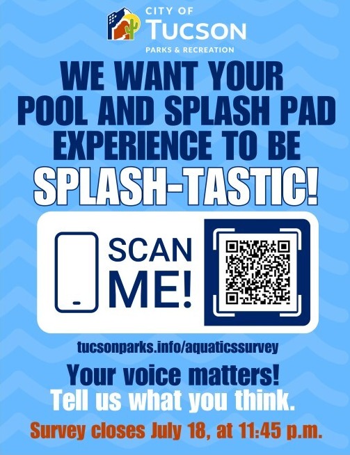 Flyer for the City of Tucson aquatics survey.