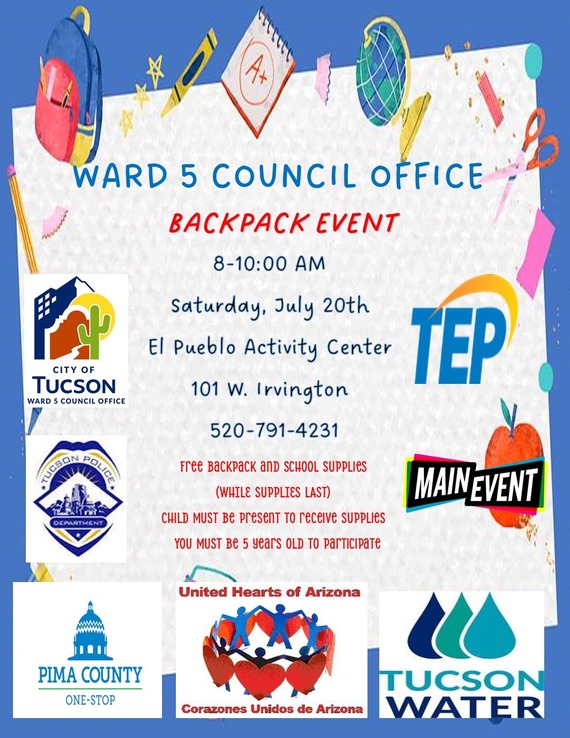 Ward 5 backpack event flier