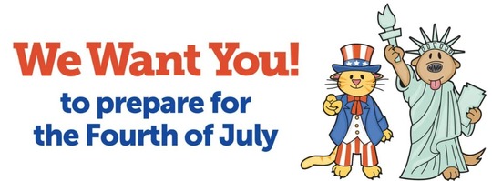 Graphic for 4th of July Pet awareness.