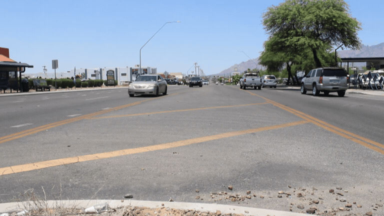 View of traffic on First Avenue facing north.
