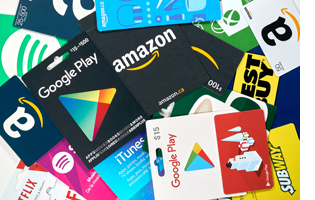 Stack of name brand gift cards