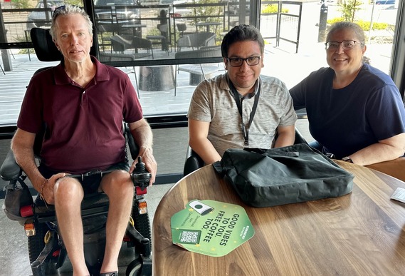 Photo of Ray Jordan, Gabriel Holguin (Council Aide), and Cindy Gonzales (Council Aide)