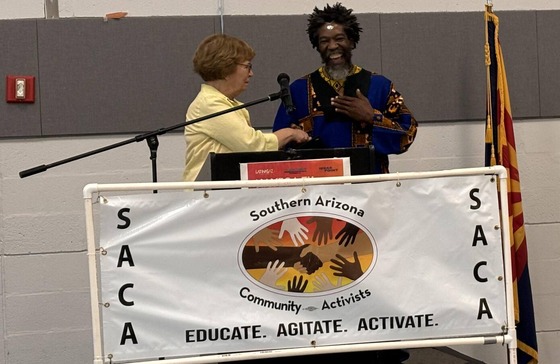 Photo of Hassan at awards ceremony