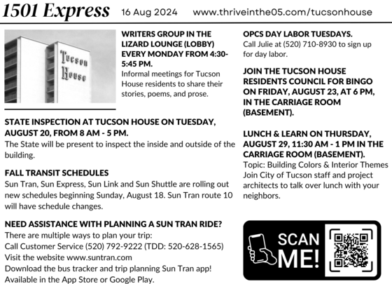 Graphic for Tucson House news