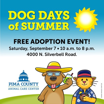 Flyer for adoption event at Pima Animal Control on September 7