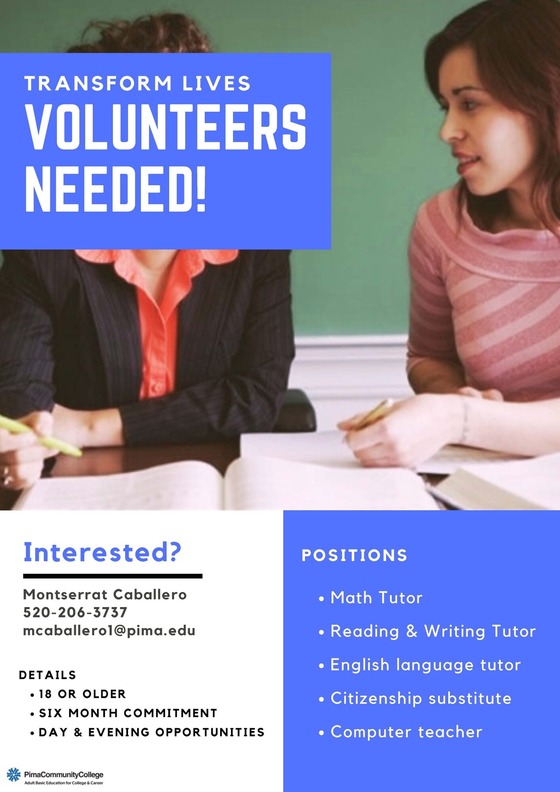 Pima ABECC looking for volunteers flyer