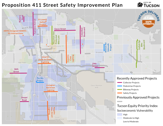 Map of Proposition 411 Street Safety Improvement Plan