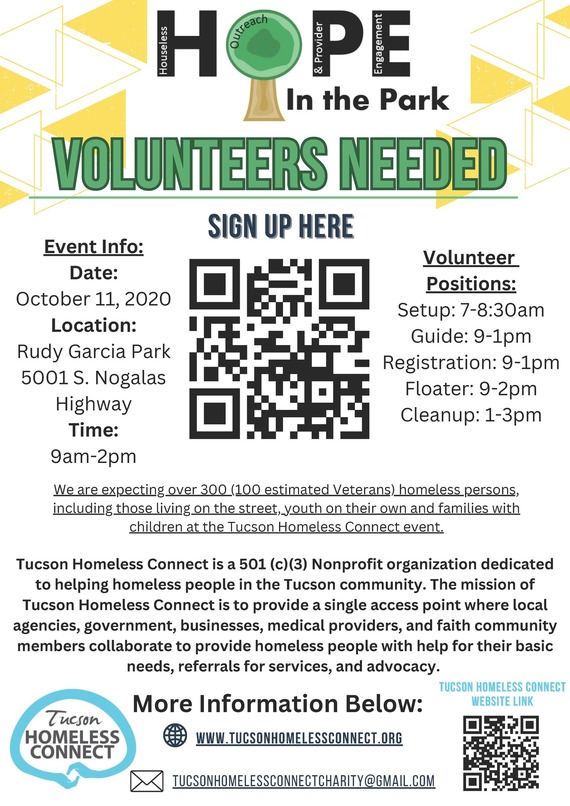 Hope in the Park - Volunteers needed flyer