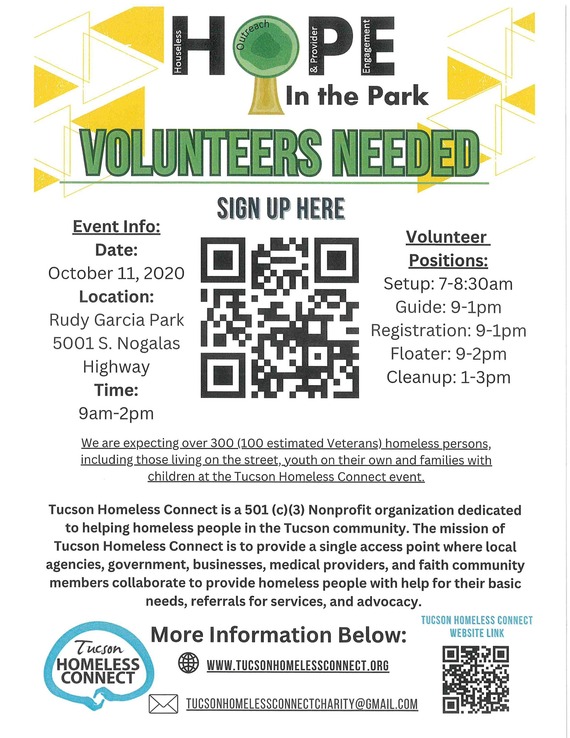 Tucson Hope in the Park Poster - Click on the poster to go to the web page