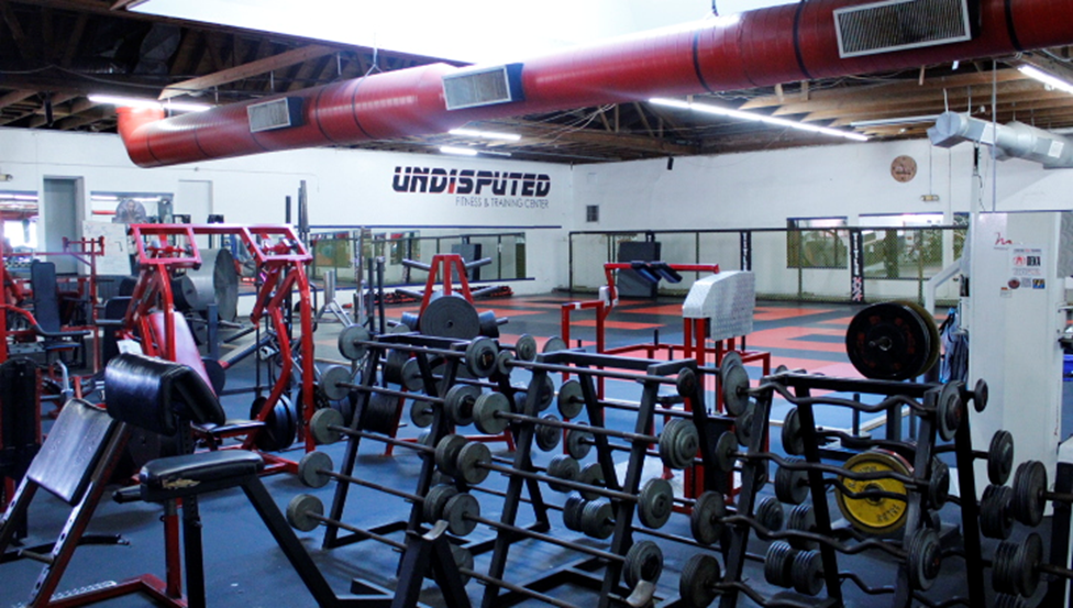 Photo of The interior of the Undisputed Gym and some of the available equipment.