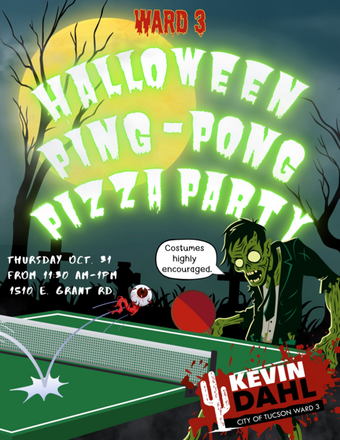Graphic of the employee ping pong pizza party