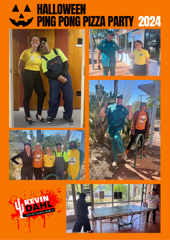 Halloween ping pong pizza party photo collage