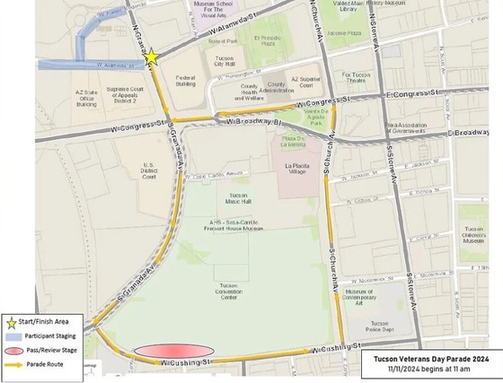 Map of Veteran's Day Parade route