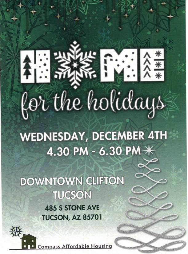 Flyer for home for the holidays holiday party