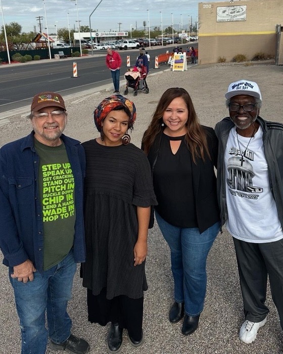 Photo of Vice Mayor Dhal and guests at the Sugar Hill Mural painting.