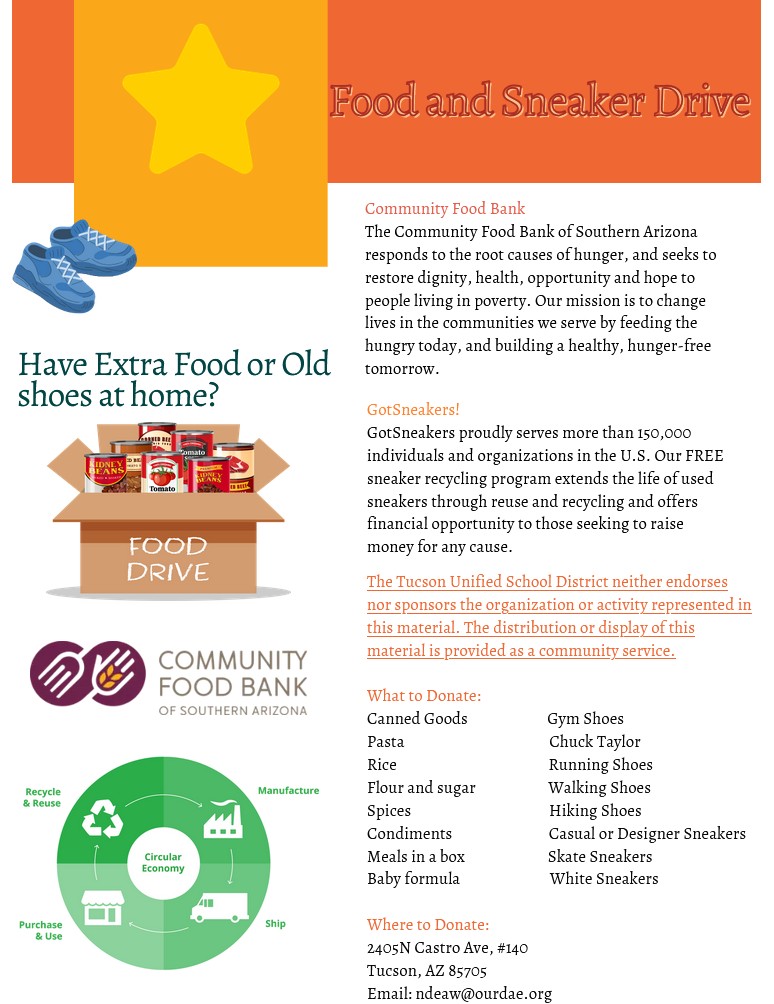 flyer of Food and sneaker drive