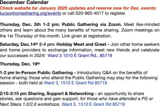 Tucson Home sharing text