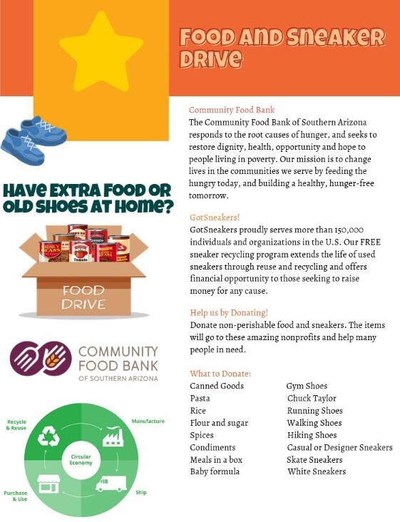 Community Food Bank Food and Sneaker Drive Graphic