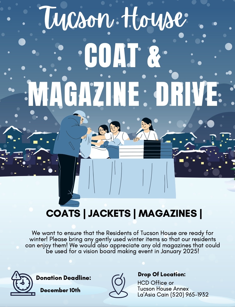 coat and magazine drive graphic