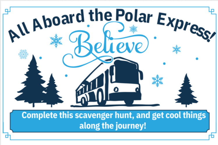 Polar Express Midtown to Downtown Scavenger Hunt Event Flyer