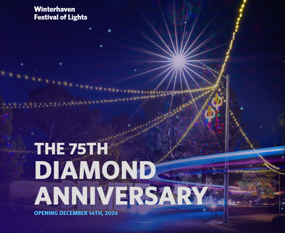 Graphic for WInterhaven festival of lights 75 anniversary