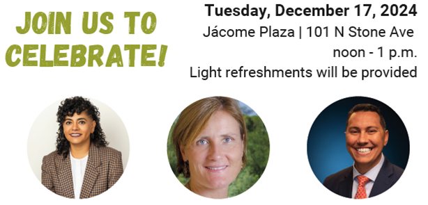 flyer with date and time information and pictures of council members 