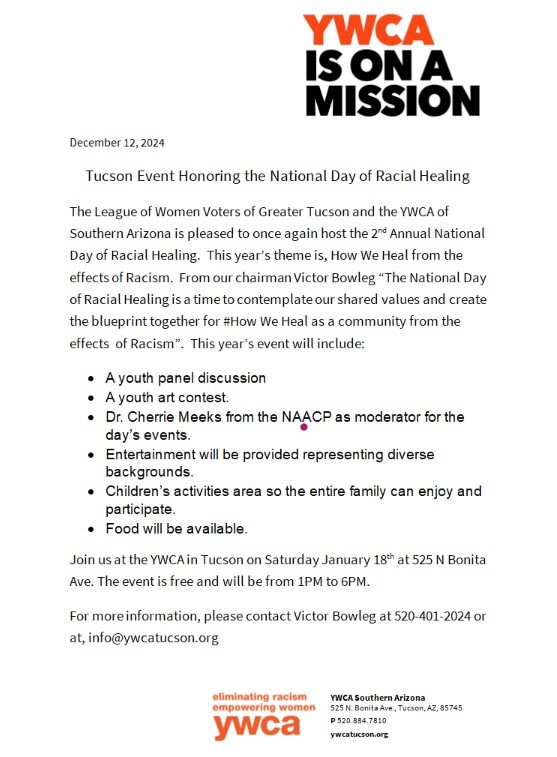 Flyer for National Day of Racial Healing at the YWCA