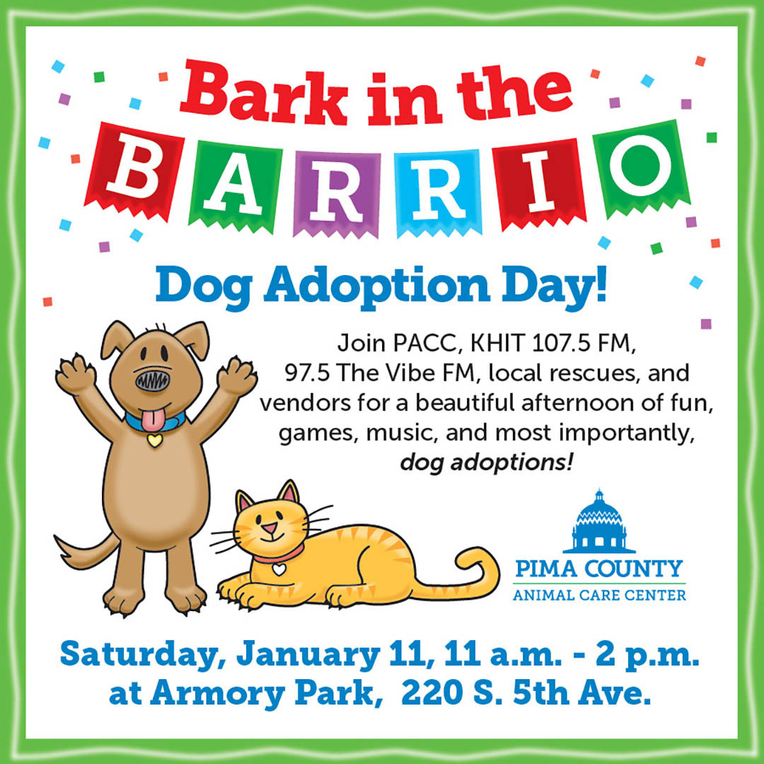 PACC dog adoption day on January 11 graphic