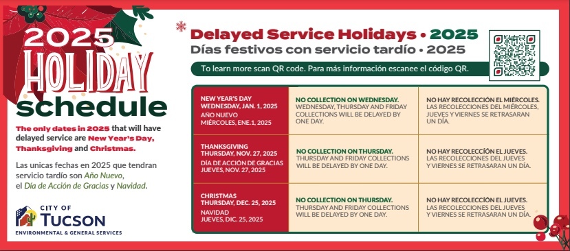 Graphic for 2025 holiday schedule for environmental services