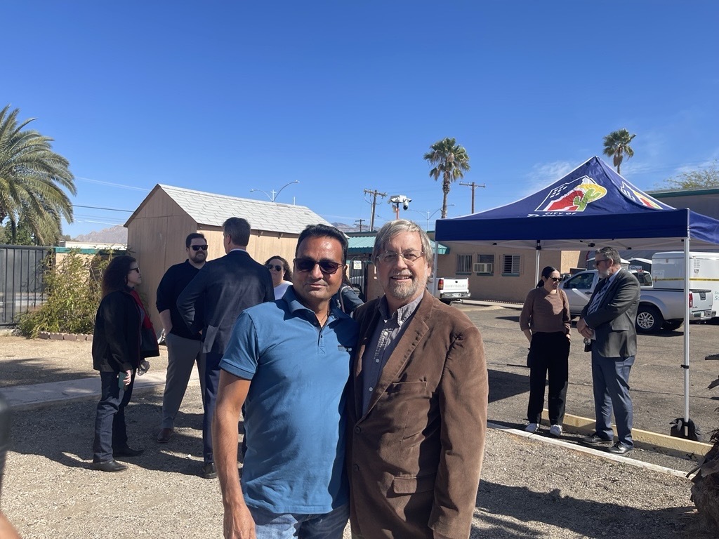 Photo of Council Member Dahl with Tom Patel, former owner of the Amazon Motel.