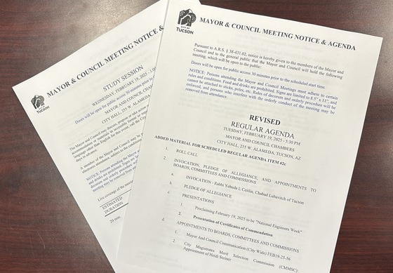 Photo of City Council meeting agendas