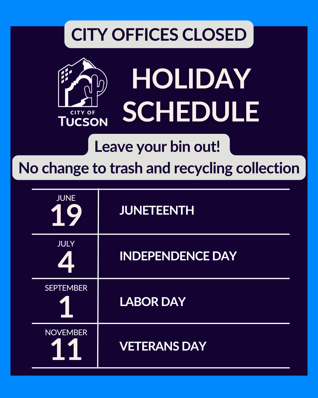 EGSD Holiday Schedule 