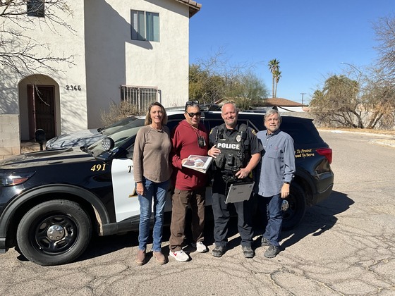 Photo of Chief of Staff Katie Bolger, Constable Bennet Bernal and Ward 3 Councilmember Kevin Dahl with Office Preston Hould.