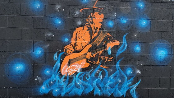 Photo of Graffiti portrait of Stevie Ray Vaughn