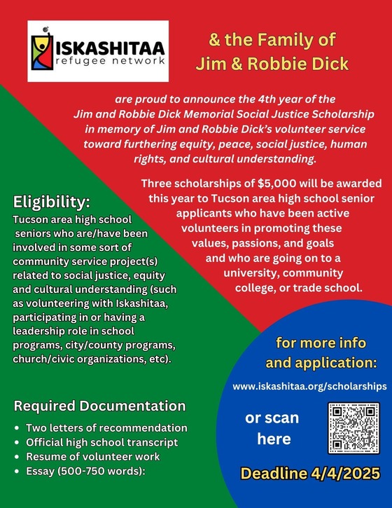 Iskashitaa refugee network scholarship graphic