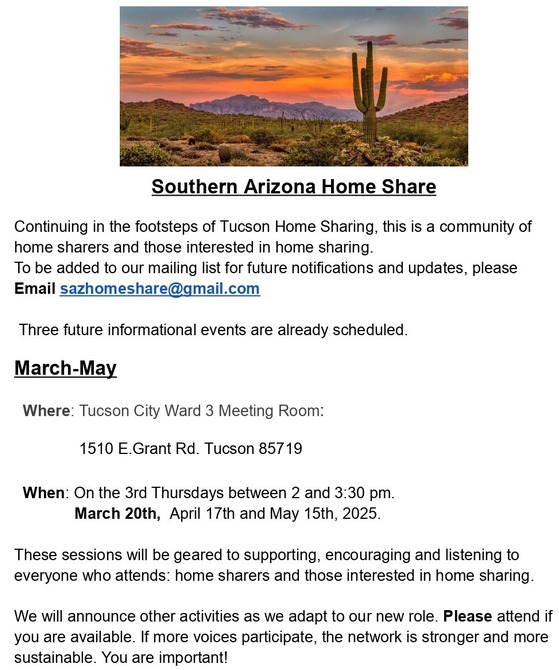 Flyer for Southern Arizona Homeshare