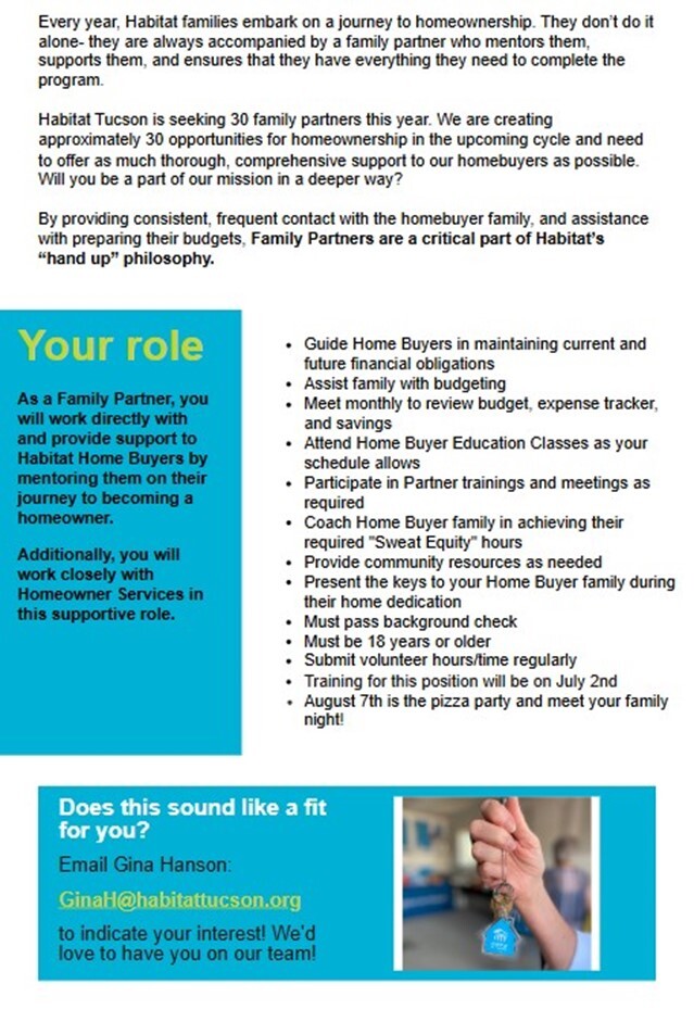 Habitat Homebuyer Family Volunteers Needed Flyer