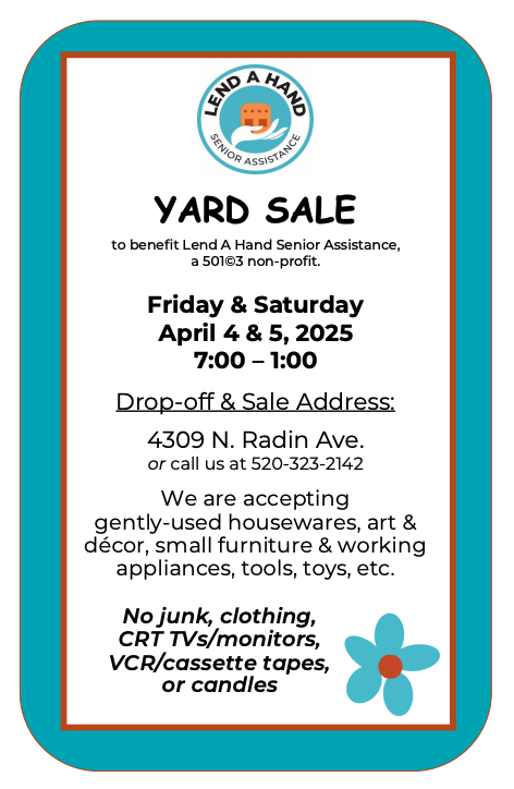 Lend a hand Yard sale flyer