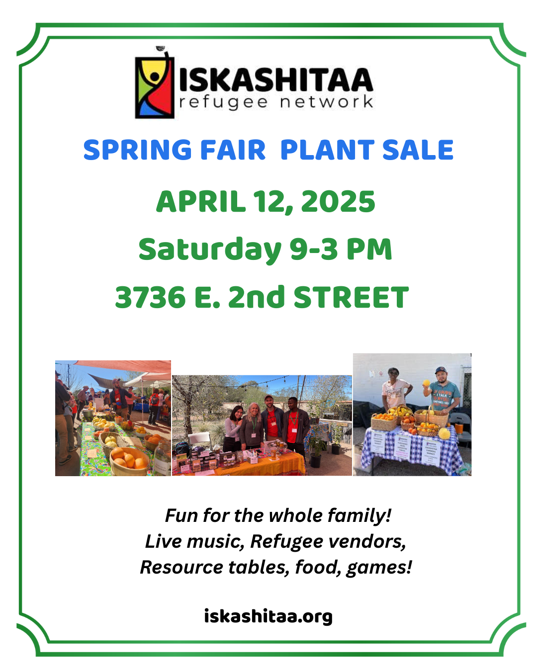 Spring Fair Plant Sale Iskashitaa Refugee Network Event Flyer 