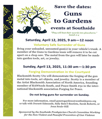 Guns to Gardens event flyer
