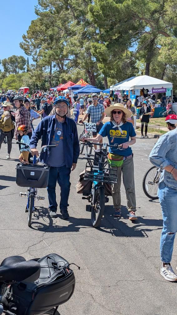 Photo of Council Member Kevin Dahl with Living Streets Alliance Director Emily Yetman.