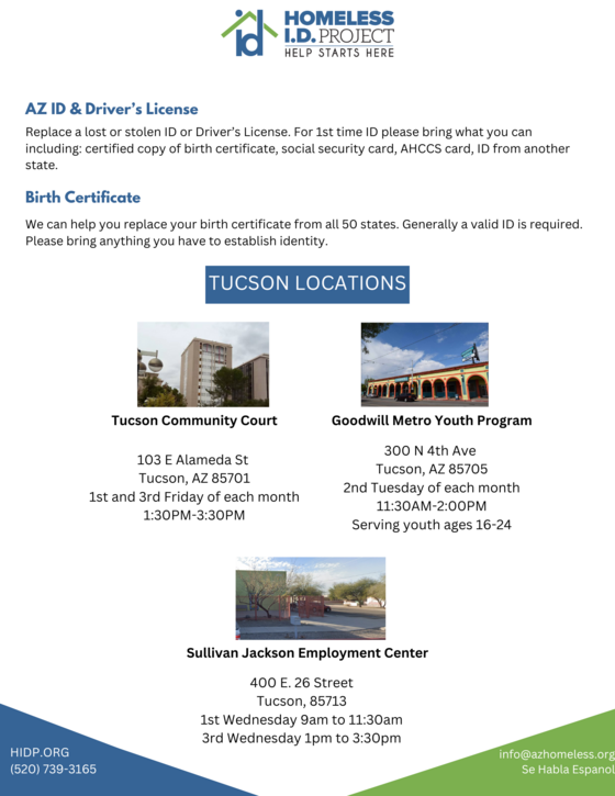 Homeless ID Project Flier in English