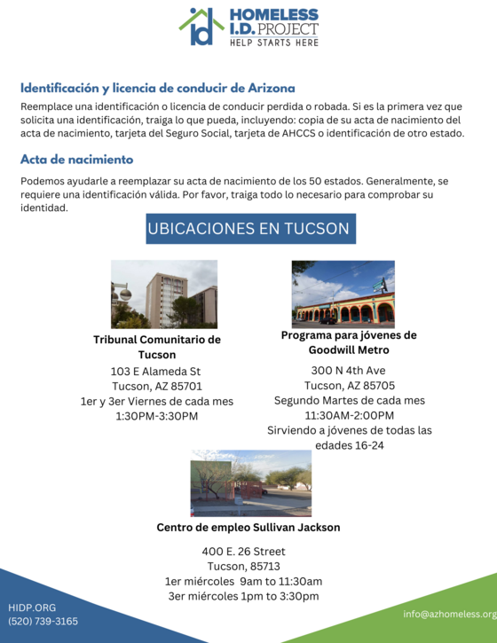 Homeless ID Project Spanish Flyer
