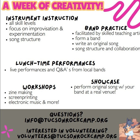 Summer Rock Camp flier 2