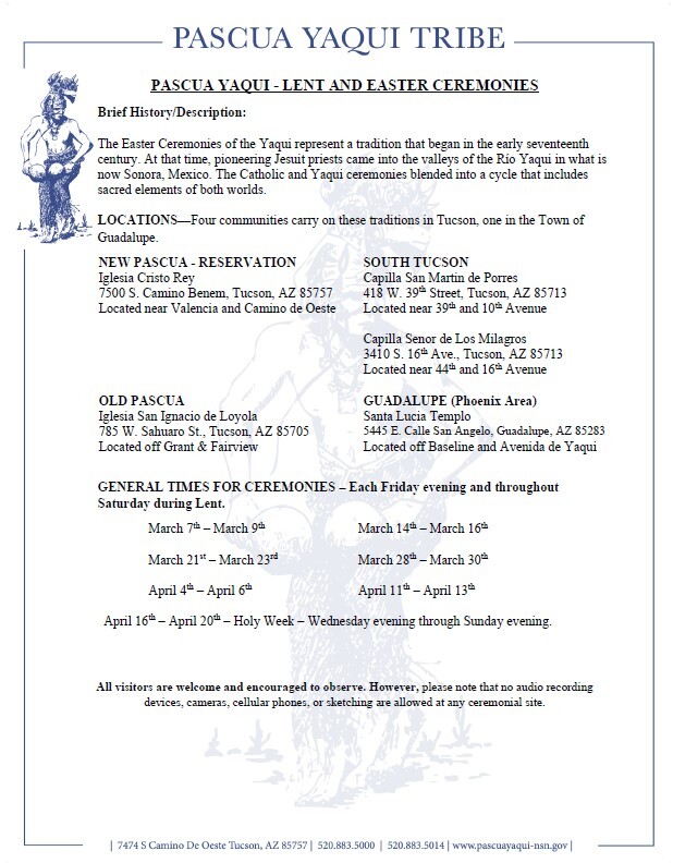 Pascua Yaqui Events Flyer