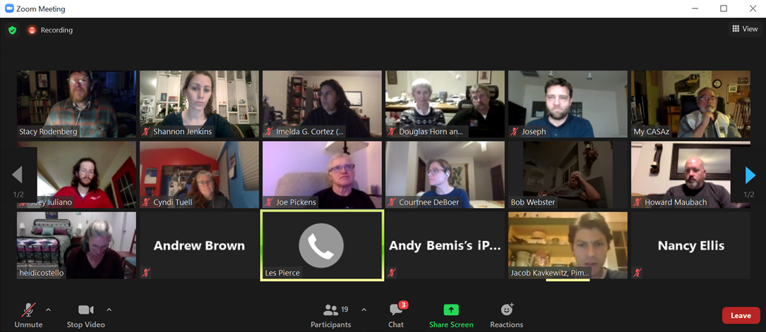 Screen Capture of A virtual meeting of the TPCBAC back in January 2021. 
