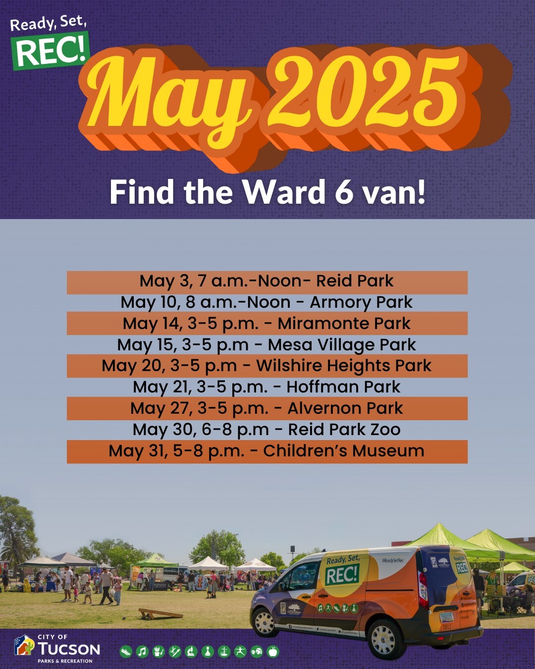 Ready, Set, Rec Schedule for May