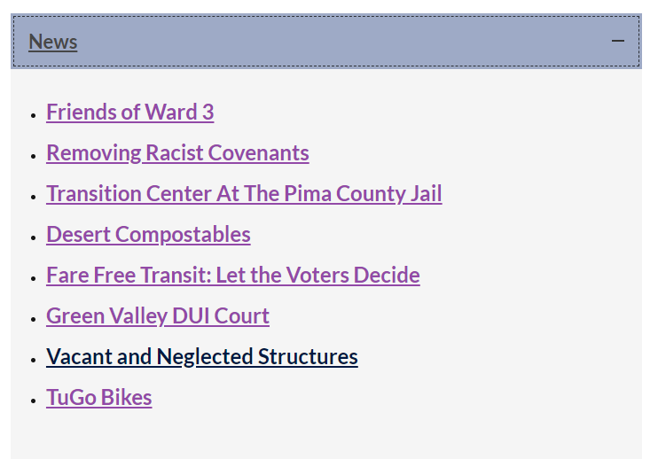 Ward 3 Website screen capture of news section
